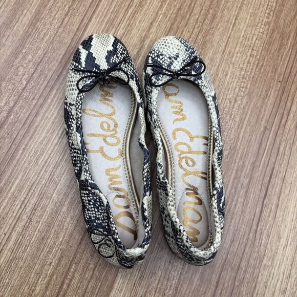 SAM EDELMAN FELICIA SNAKE LEATHER SLIP ON BALLETS WOMEN SIZE 6.5 - Picture 7 of 7